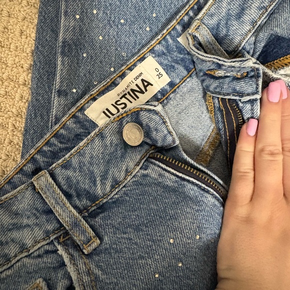 Classic Blue Denim Jeans w/Rhinestones - Picture 2 of 4